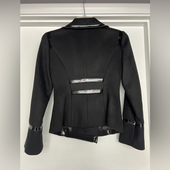 Bebe Doubled Breasted Wool Blend with Leather trim Pea Coat - Picture 2 of 2